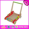 Nouveaux jouets en bois de remorque de style pour des enfants, jouets en bois de remorque de jouet pour des enfants, jouets en bois de remorque bébé poussant le chariot W16e013